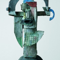 Menno Fahl Luftiger Kopf 2010 Bronze patiniert und bemalt 90x50x25cm